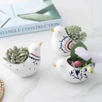 Ceramic Crafts Decoration Creative Bird Shape Hydroponic Artificial Flower Flower Arrangement Loungewear