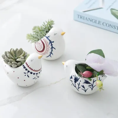 Ceramic Crafts Decoration Creative Bird Shape Hydroponic Artificial Flower Flower Arrangement Loungewear