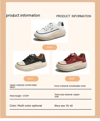 White Shoes Women's Leather Student Board Breathable Casual Shoes