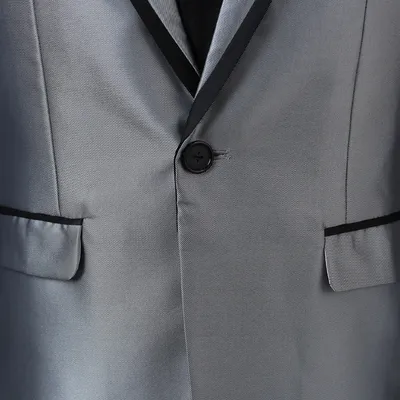 Men's Trim Suit Host Performance Costume Long-sleeve Suit Stage Singer Suit Black Platinum Silver Photography Gown