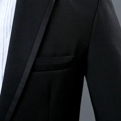 Men's Trim Suit Host Performance Costume Long-sleeve Suit Stage Singer Suit Black Platinum Silver Photography Gown