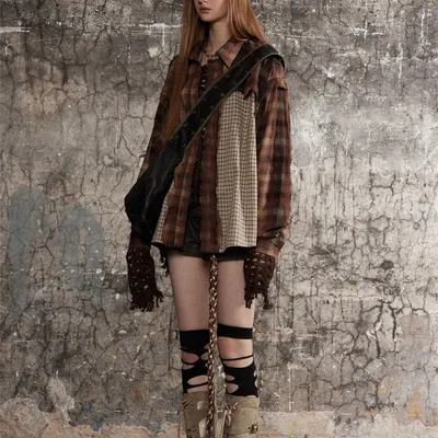 European And American Style Stitching Edging Design Sense Niche Loose Lapel Long Sleeves Shirt