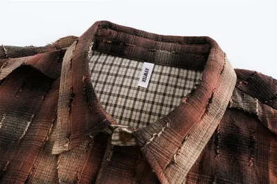 European And American Style Stitching Edging Design Sense Niche Loose Lapel Long Sleeves Shirt
