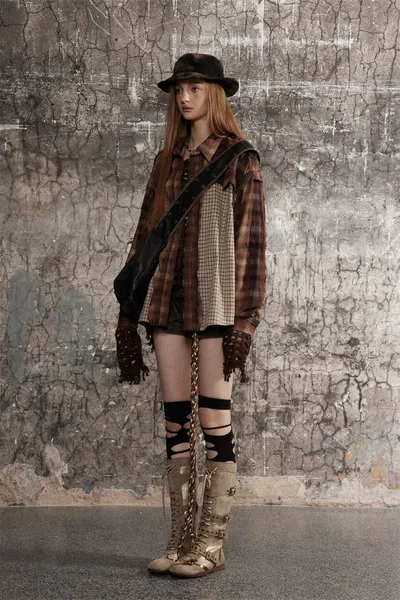 European And American Style Stitching Edging Design Sense Niche Loose Lapel Long Sleeves Shirt