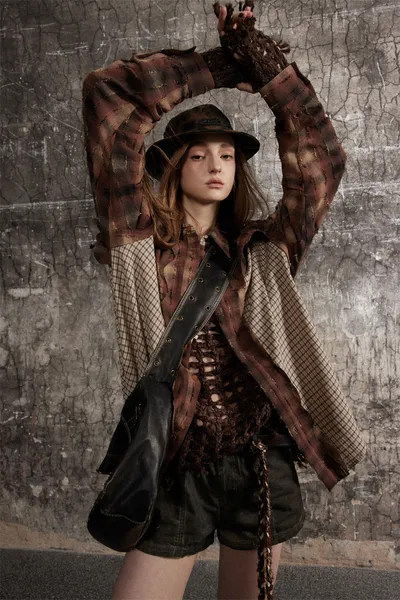 European And American Style Stitching Edging Design Sense Niche Loose Lapel Long Sleeves Shirt