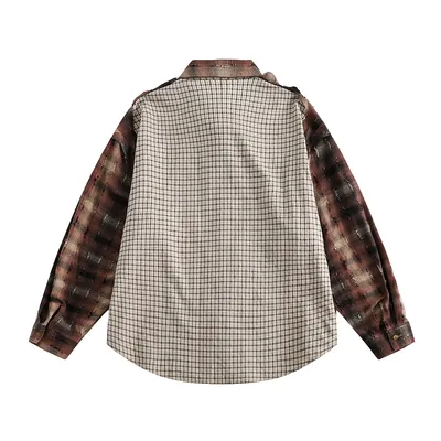 European And American Style Stitching Edging Design Sense Niche Loose Lapel Long Sleeves Shirt