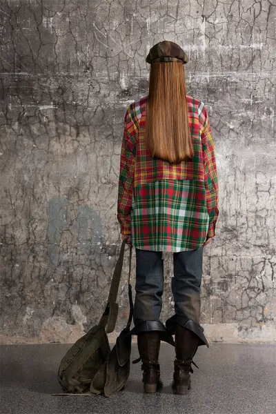 Irregular Spliced Plaid Blouse Men