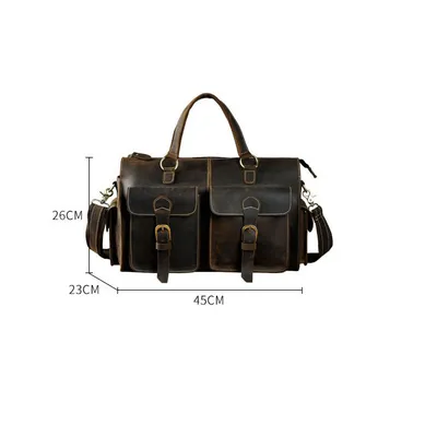 Top Layer Oil Wax Skin Cowhide Leather Retro Men's 14-inch Business Handheld Official Document Bag