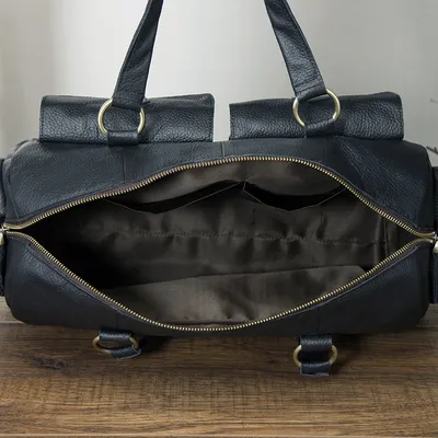 Top Layer Oil Wax Skin Cowhide Leather Retro Men's 14-inch Business Handheld Official Document Bag