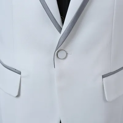 Men's Trim Suit Host Performance Costume Long-sleeve Suit Stage Singer Suit Black Platinum Silver Photography Gown