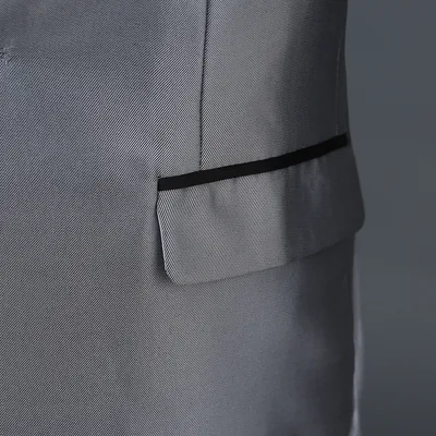 Men's Trim Suit Host Performance Costume Long-sleeve Suit Stage Singer Suit Black Platinum Silver Photography Gown