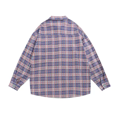 American Casual Retro Plaid Shirt Boys Loose Long Sleeve
