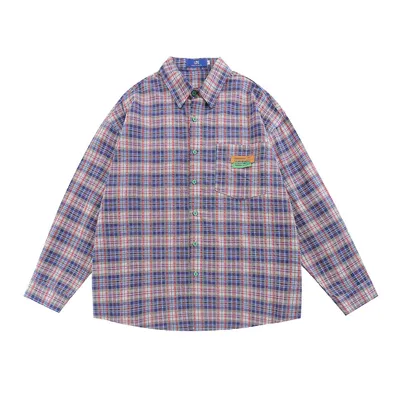 American Casual Retro Plaid Shirt Boys Loose Long Sleeve