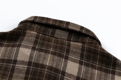 Plaid Long Sleeve Shirt Men Punk Trendy Hole & Patch