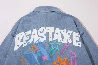 Design Five-pointed Star Graffiti Printing Denim Shirt