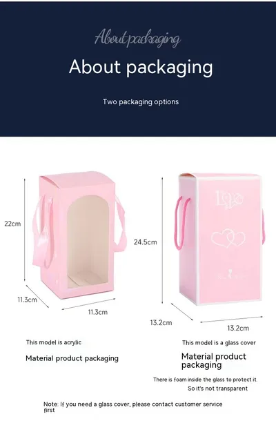 Rose Bear Preserved Fresh Flower Glass Cover Valentine's Day LED Light Decoration Gift