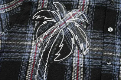 Loose Casual Polo Collar Raw Coconut Embroidered Shirt