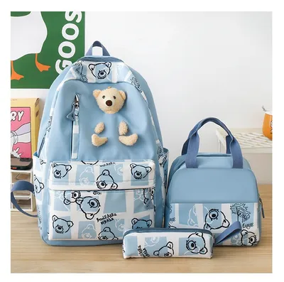 Elementary And Middle School Student Schoolbags Women's Cute Bear Lunch Box Three-piece Set