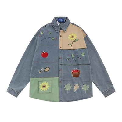 Stitching Contrast Color Irregular Shirt Coat