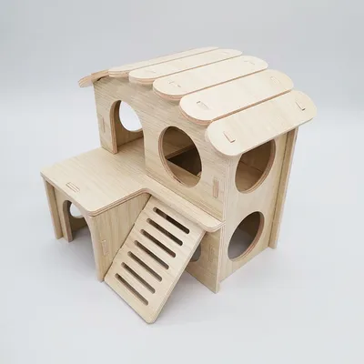Solid Wood Small House Hamster Sleeping Nest Djungarian Hamster Small Villa Toy Supplies
