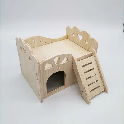 Solid Wood Small House Hamster Sleeping Nest Djungarian Hamster Small Villa Toy Supplies