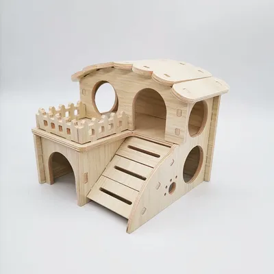 Solid Wood Small House Hamster Sleeping Nest Djungarian Hamster Small Villa Toy Supplies
