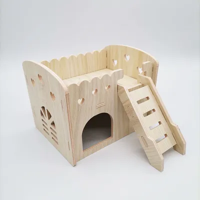 Solid Wood Small House Hamster Sleeping Nest Djungarian Hamster Small Villa Toy Supplies