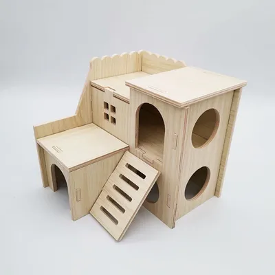 Solid Wood Small House Hamster Sleeping Nest Djungarian Hamster Small Villa Toy Supplies