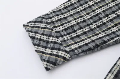 Embroidered Pocket Plaid Long Sleeve Shirt Men