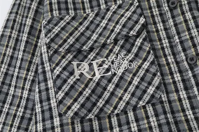 Embroidered Pocket Plaid Long Sleeve Shirt Men