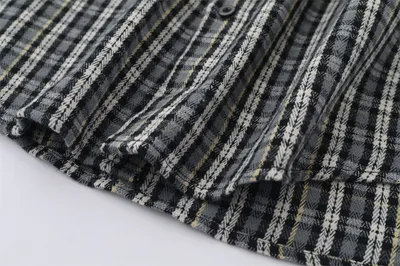 Embroidered Pocket Plaid Long Sleeve Shirt Men