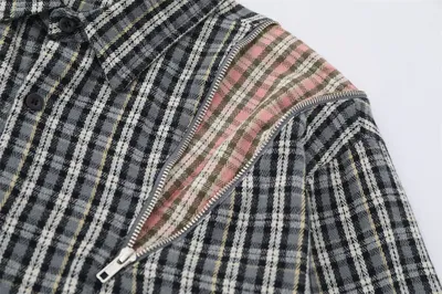 Embroidered Pocket Plaid Long Sleeve Shirt Men