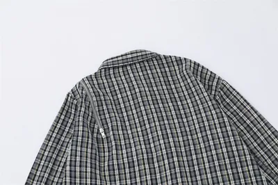 Embroidered Pocket Plaid Long Sleeve Shirt Men
