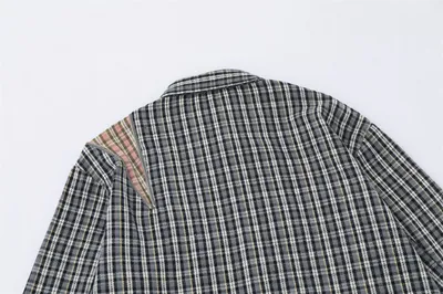 Embroidered Pocket Plaid Long Sleeve Shirt Men