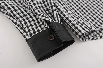 American Contrast Color Stitching Long-sleeved Shirt Men
