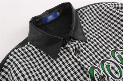 American Contrast Color Stitching Long-sleeved Shirt Men