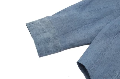Simple Embroidered Linen Cotton Distressed Shirt For Men