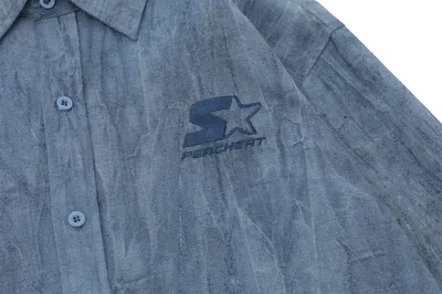 Simple Embroidered Linen Cotton Distressed Shirt For Men