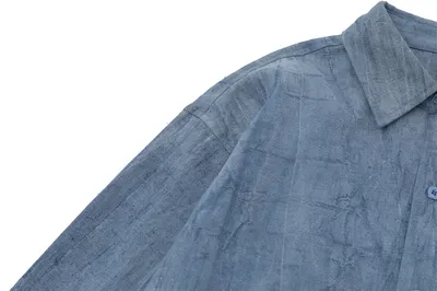 Simple Embroidered Linen Cotton Distressed Shirt For Men