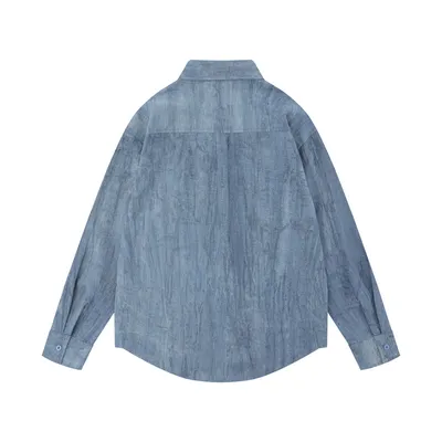 Simple Embroidered Linen Cotton Distressed Shirt For Men