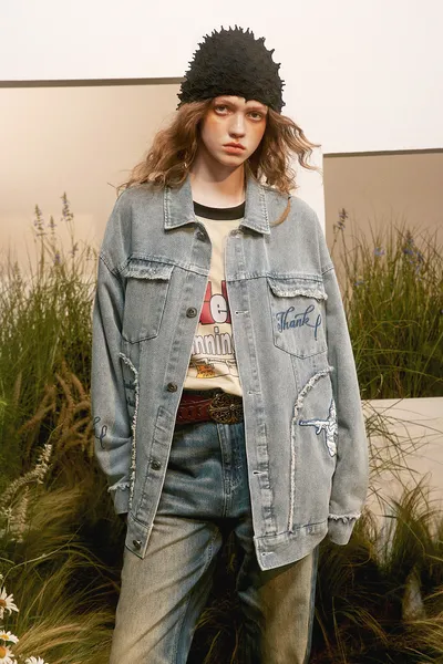 Cat Beard Stitching Loose Lapels Coat American Fashion Brand