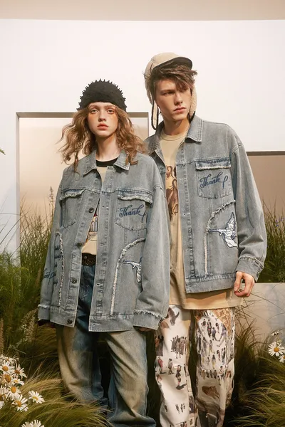 Cat Beard Stitching Loose Lapels Coat American Fashion Brand