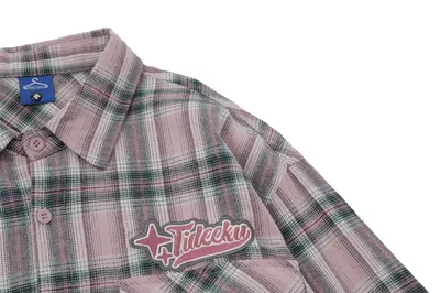Plaid Long Sleeve Shirt Men's Sleeve Detachable Two-way Wear