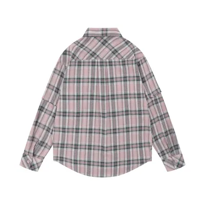 Plaid Long Sleeve Shirt Men's Sleeve Detachable Two-way Wear