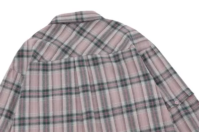 Plaid Long Sleeve Shirt Men's Sleeve Detachable Two-way Wear