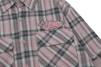 Plaid Long Sleeve Shirt Men's Sleeve Detachable Two-way Wear