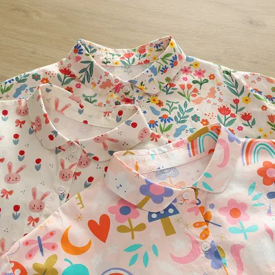 Autumn New Women's Clothing Printed Loose Lapel Long Sleeves Shirt