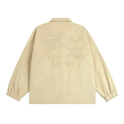 American Street Embroidered Letters Loose Jacket Coat