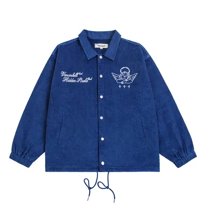 American Street Embroidered Letters Loose Jacket Coat