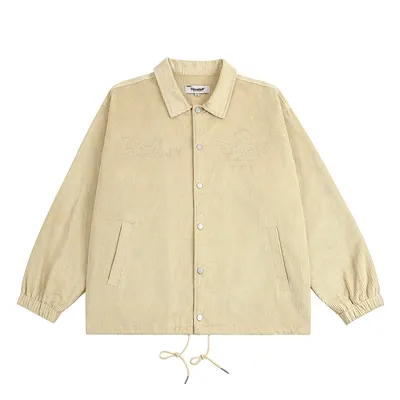 American Street Embroidered Letters Loose Jacket Coat